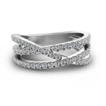 Stunning 0.4 TCW Round Moissanite Stones Criss Cross Wedding Band 1