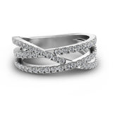 Stunning 0.4 TCW Round Moissanite Stones Criss Cross Wedding Band 1