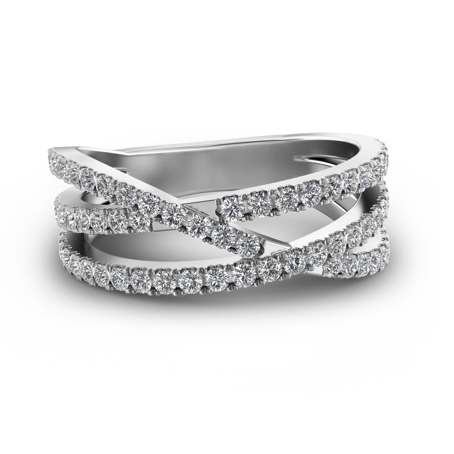 Stunning 0.4 TCW Round Moissanite Stones Criss Cross Wedding Band 1