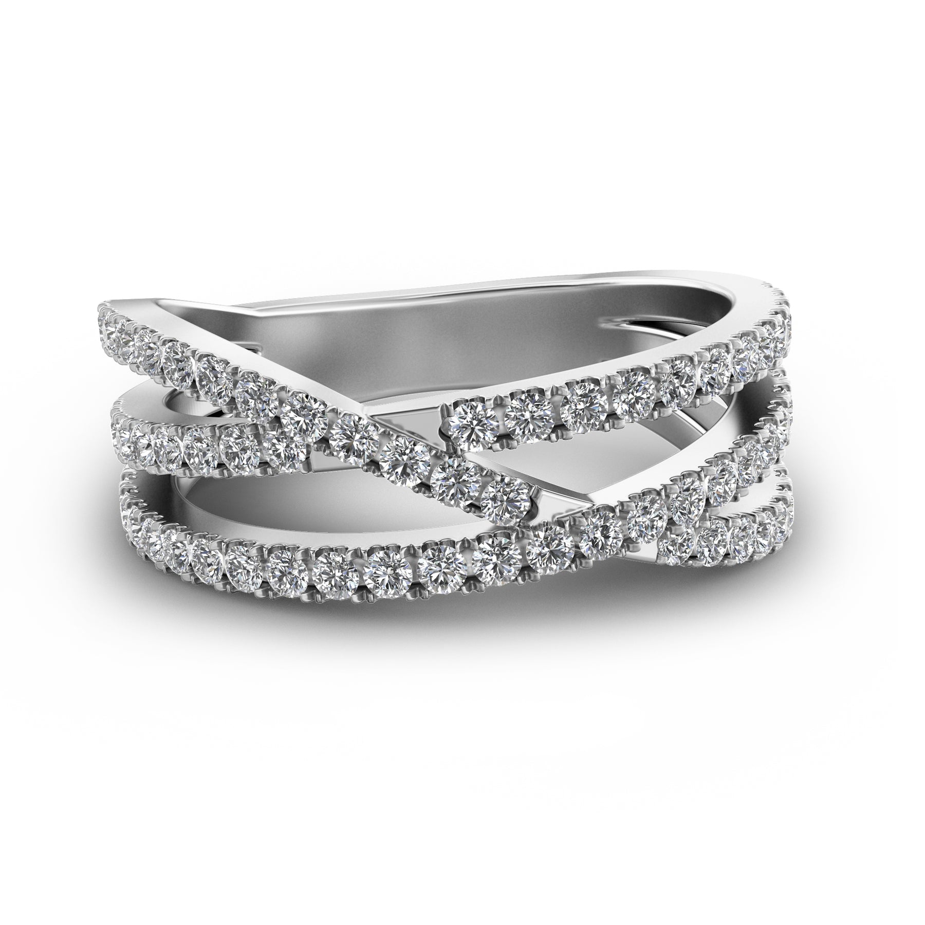 Stunning 0.4 TCW Round Moissanite Stones Criss Cross Wedding Band 1