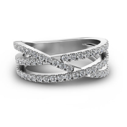 Stunning 0.4 TCW Round Moissanite Stones Criss Cross Wedding Band 1