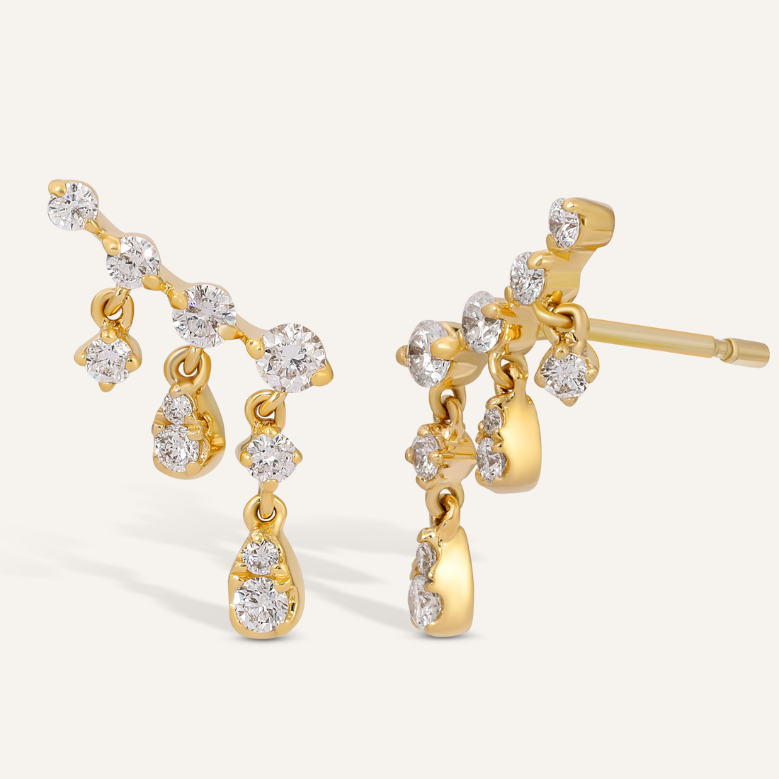 0.50 TCW Round Cut Moissanite Jacket Stud Earrings in Gold 1