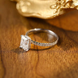 3.0 CT Radiant Shaped Moissanite Engagement Ring With Hidden Halo Pave Accents 8