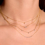 0.40 CT Round Moissanite Diamond Bead Cain Necklace in Solid Gold 3