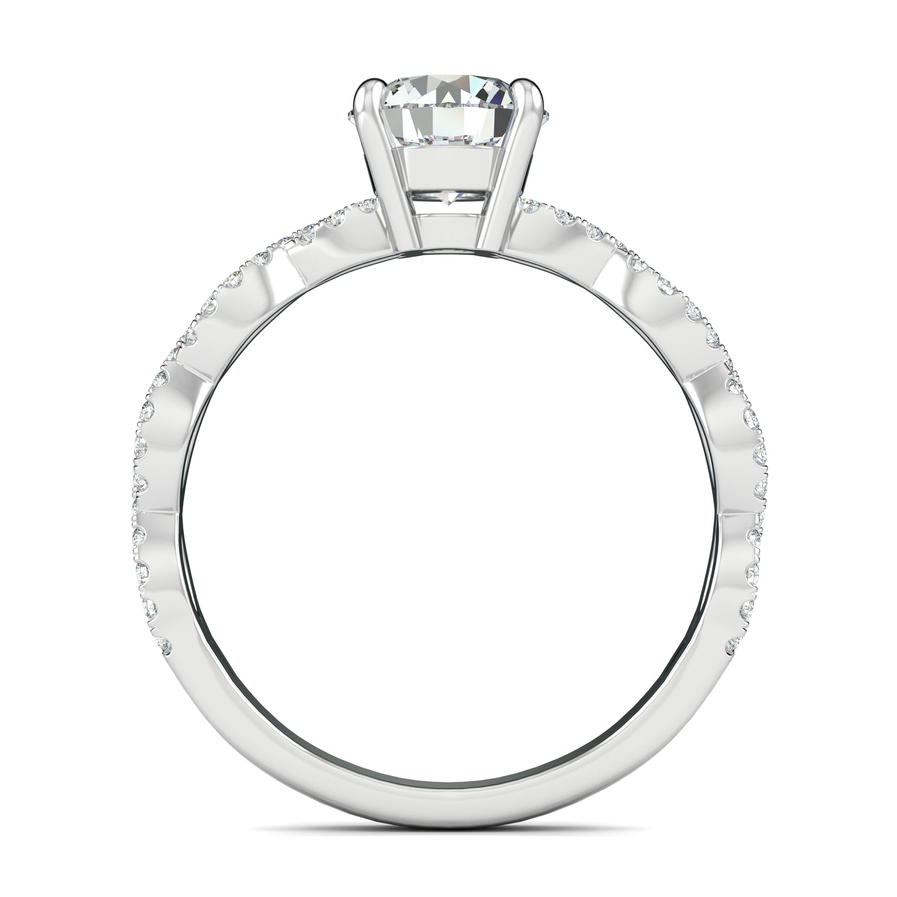 Stunning 0.5 CT Round Moissanite Stones Engagement Ring In Twisted Pave Design 3