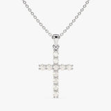0.30 TCW Round Moissanite Diamond Cross Pendant Necklace in Solid Gold 3