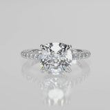 Stunning 2.45 CT Cushion Moissanite Engagement Ring with Hidden Halo & Pave Design 4