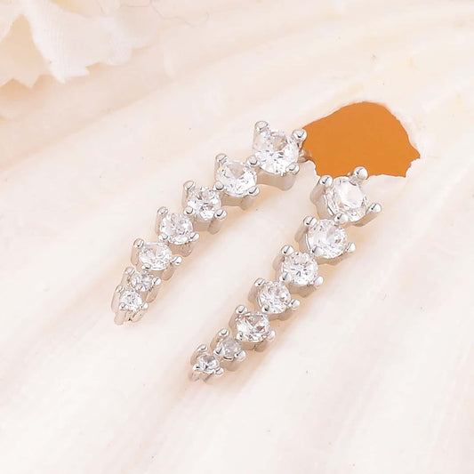 Round Cut Cubic Zirconia in 925 Sterling Silver Earrings 2