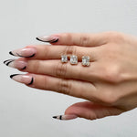 0.50 TCW Round & Baguette Cut Moissanite Cluster Stud Earrings in Gold 4
