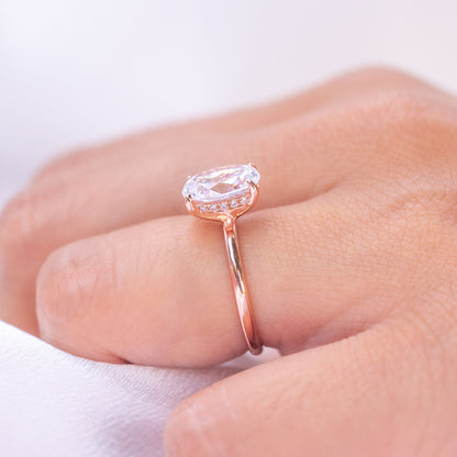 Stunning 3.0 CT Round Moissanite Engagement Ring with Hidden Halo Design 5