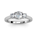 Round Cut  Three Stone Style Cubic Zirconia in 925 Sterling Silver Ring 1