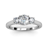 Round Cut  Three Stone Style Cubic Zirconia in 925 Sterling Silver Ring 1