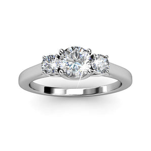 Round Cut  Three Stone Style Cubic Zirconia in 925 Sterling Silver Ring