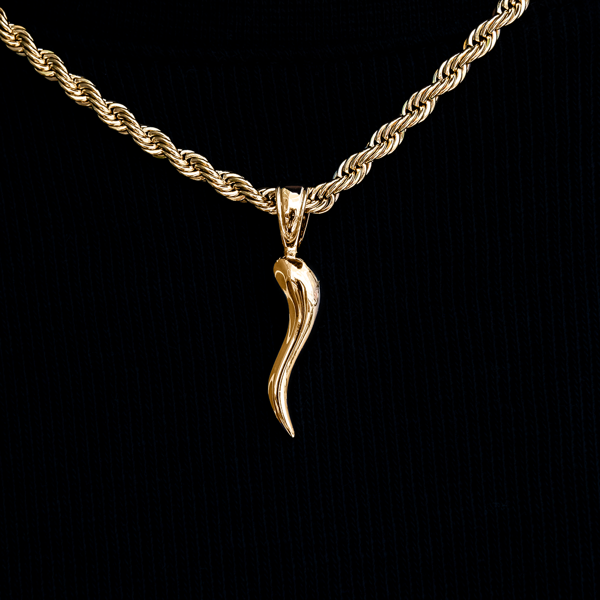 Italian Horn Pendant Silver Pendant for Him 1