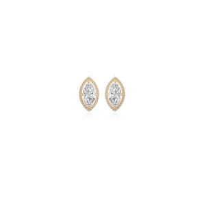 0.75 TCW Marquise & Round Cut Moissanite Halo Earrings in Gold