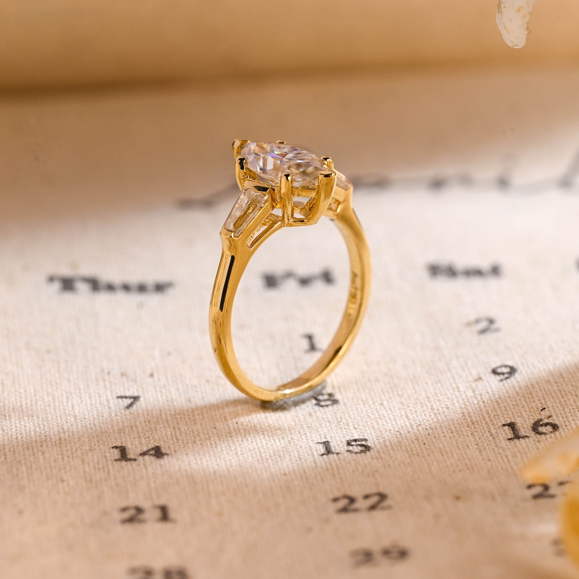 Stunning 3.0 CT Marquise Moissanite Engagement Ring with 3 Stones Design 5