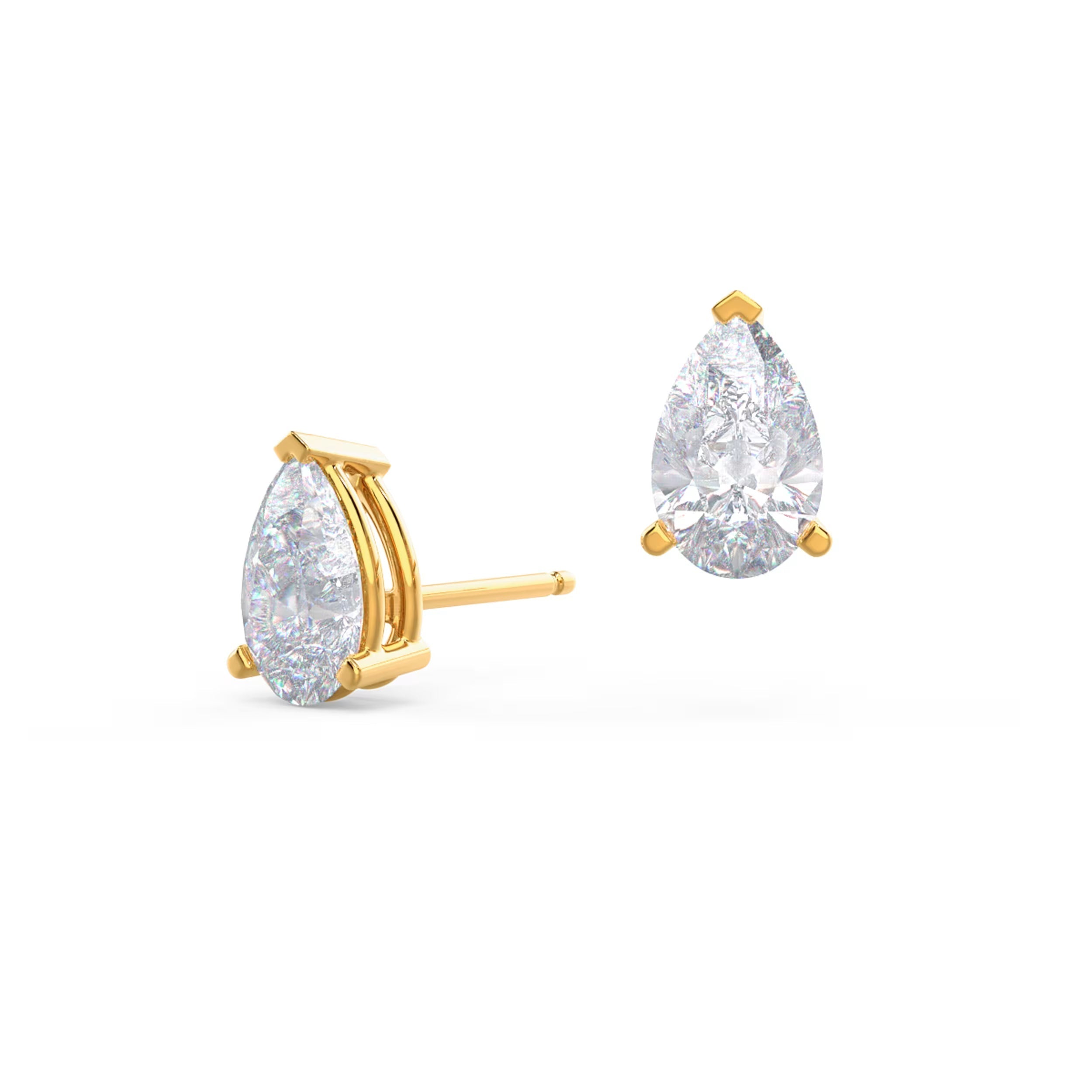 1.50 TCW Pear Shape Moissanite Stud Earrings in Gold 4