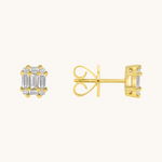0.50 TCW Round & Baguette Cut Moissanite Cluster Stud Earrings in Gold 1