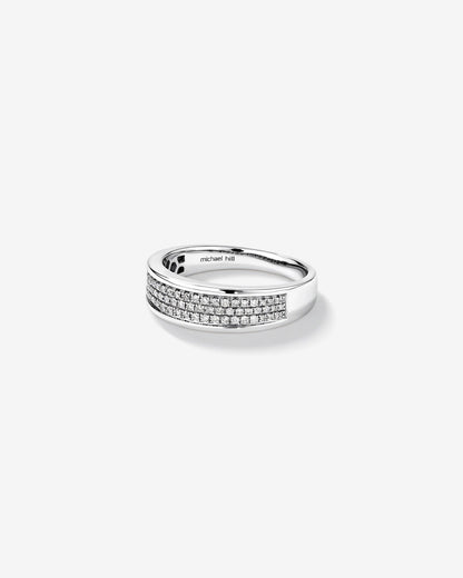 0.30 CT Round Moissanite Pave Men's Wedding Band in Solid Gold 4