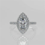 Stunning 1.05 CT Marquise Moissanite Engagement Ring with Halo & Pave Design 5
