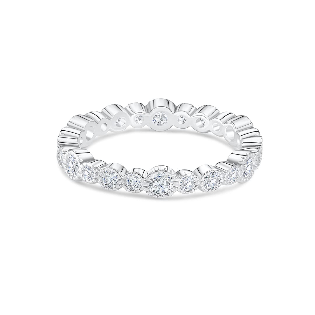 Stunning 0.4 TCW Round Moissanite Stones Full Eternity Wedding Band 1