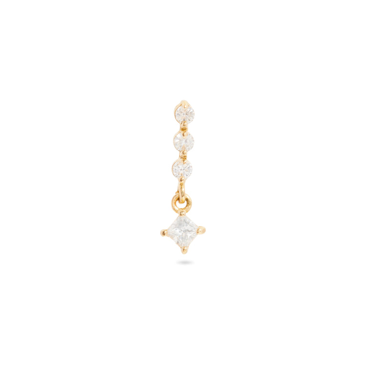 1.0 TCW Round & Princess Cut Moissanite Dangle Earrings in Gold 12