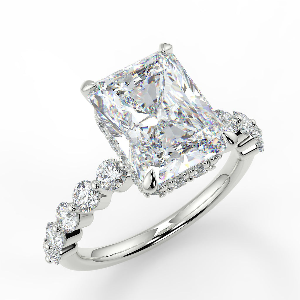 Stunning 2.50 CT Radiant Moissanite Engagement Ring with Hidden Halo & Pave Design 5