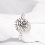Stunning 1.0 CT Round Shape Moissanite Engagement Ring with Halo & Pave Design 4