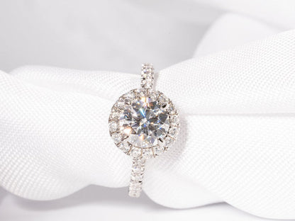 Stunning 1.0 CT Round Shape Moissanite Engagement Ring with Halo & Pave Design 4