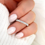 Stunning 0.6 TCW Round Moissanite Stones Half Eternity Wedding Band 8