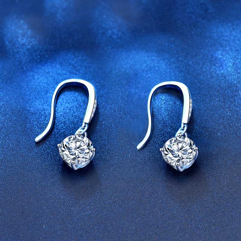 Round Cut Cubic Zirconia in 925 Sterling Silver Earrings 4