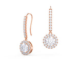 1.0 TCW Round Shape Moissanite Halo Drop Earrings in Gold 6