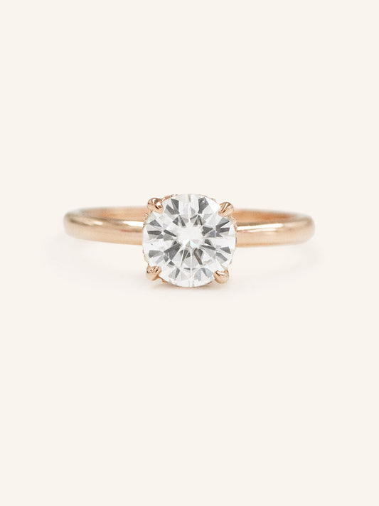Stunning 1.0 CT Round Moissanite Engagement Ring with Hidden Halo Design 1