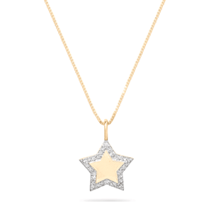 0.40 TCW Round Moissanite Diamond Star Pendant Necklace in Solid Gold