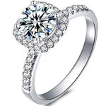 Round Cut Halo And Pave Style Cubic Zirconia in 925 Sterling Silver Ring 4