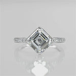 Stunning 2.0 CT Asscher Moissanite Engagement Ring with Pave Design 4