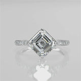 Stunning 2.0 CT Asscher Moissanite Engagement Ring with Pave Design 4