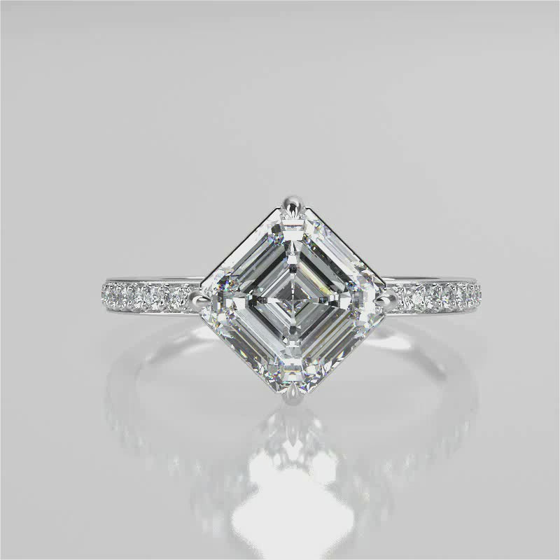 Stunning 2.0 CT Asscher Moissanite Engagement Ring with Pave Design 4