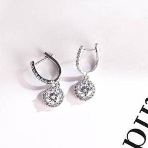 1.30 TCW Round Cut Moissanite Drop Earrings in Gold