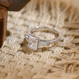 Stunning 3.0 CT Radiant Moissanite Engagement Ring with 3 Stones Design 6