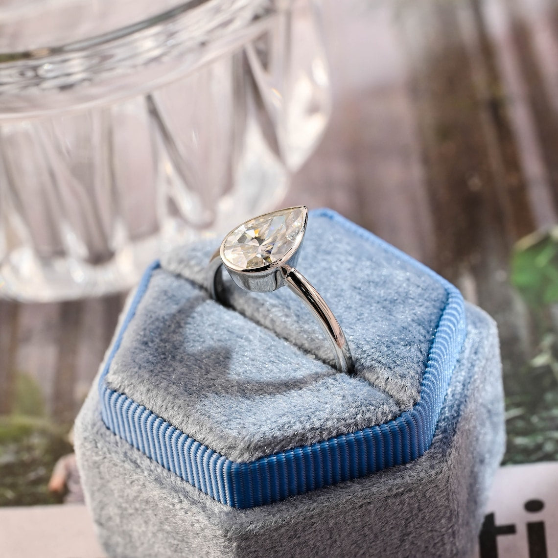 Stunning 3.0 CT Pear Moissanite Engagement Ring with Bezel Design 9