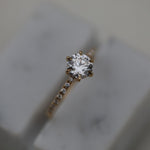 0.75 CT Round Cut Pave CVD E/VS1 Diamond Engagement Ring 4