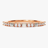 Stunning 0.20 CT Round & Baguette Moissanite Stones Half Eternity Wedding Bands 4