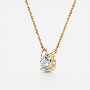 0.50 CT Oval Moissanite Diamond Solitaire Necklace in Solid Gold