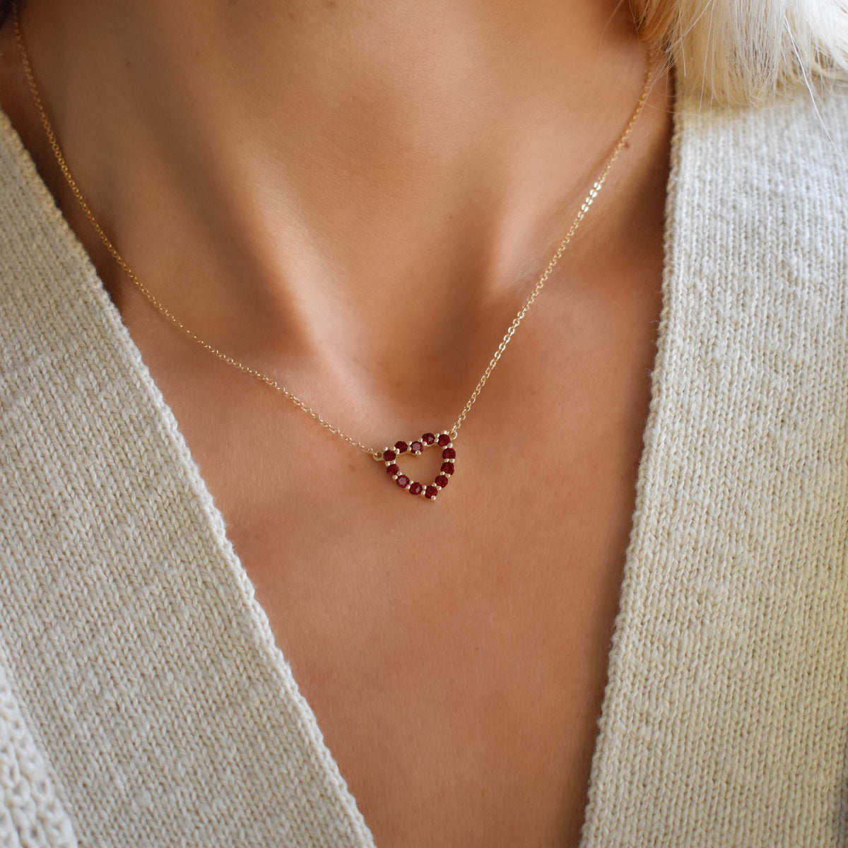 1.5 TCW Round Garnet Lab Made Diamond- January Birthstone Necklace 3