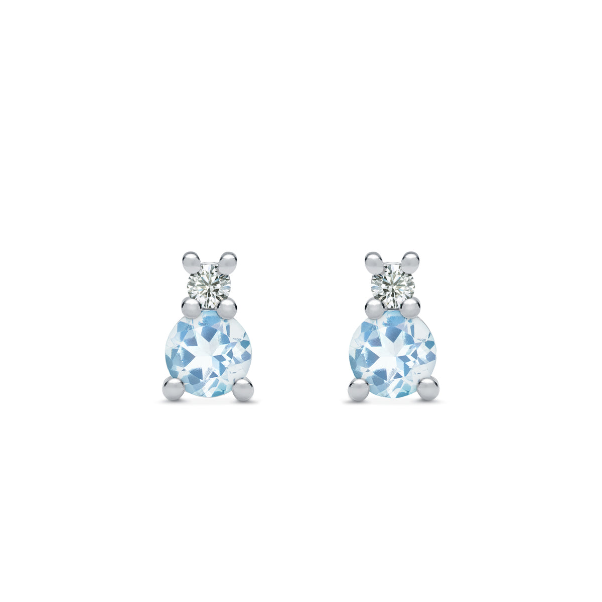 0.15 CT Round Aquamarine Lab Made Diamond- March Birthstone Studs 4