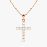 0.30 TCW Round Moissanite Diamond Cross Pendant Necklace in Solid Gold 4