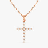 0.30 TCW Round Moissanite Diamond Cross Pendant Necklace in Solid Gold 4