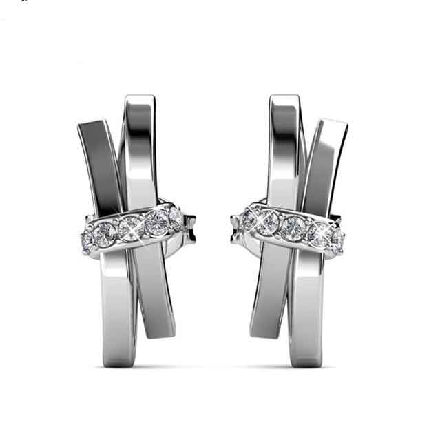 Round Cut Cubic Zirconia in 925 Sterling Silver Earrings 2