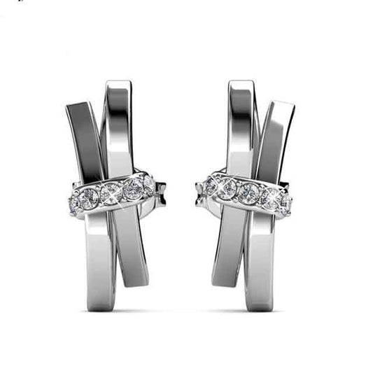 Round Cut Cubic Zirconia in 925 Sterling Silver Earrings 2